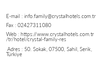 Crystal Family Resort & Spa iletiim bilgileri